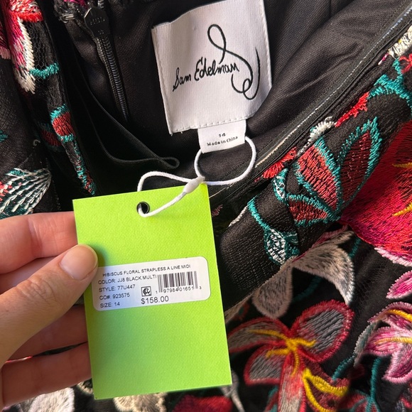 Sam Edelman Hibiscus Floral Strapless A-line Midi Dress - Picture 4 of 8